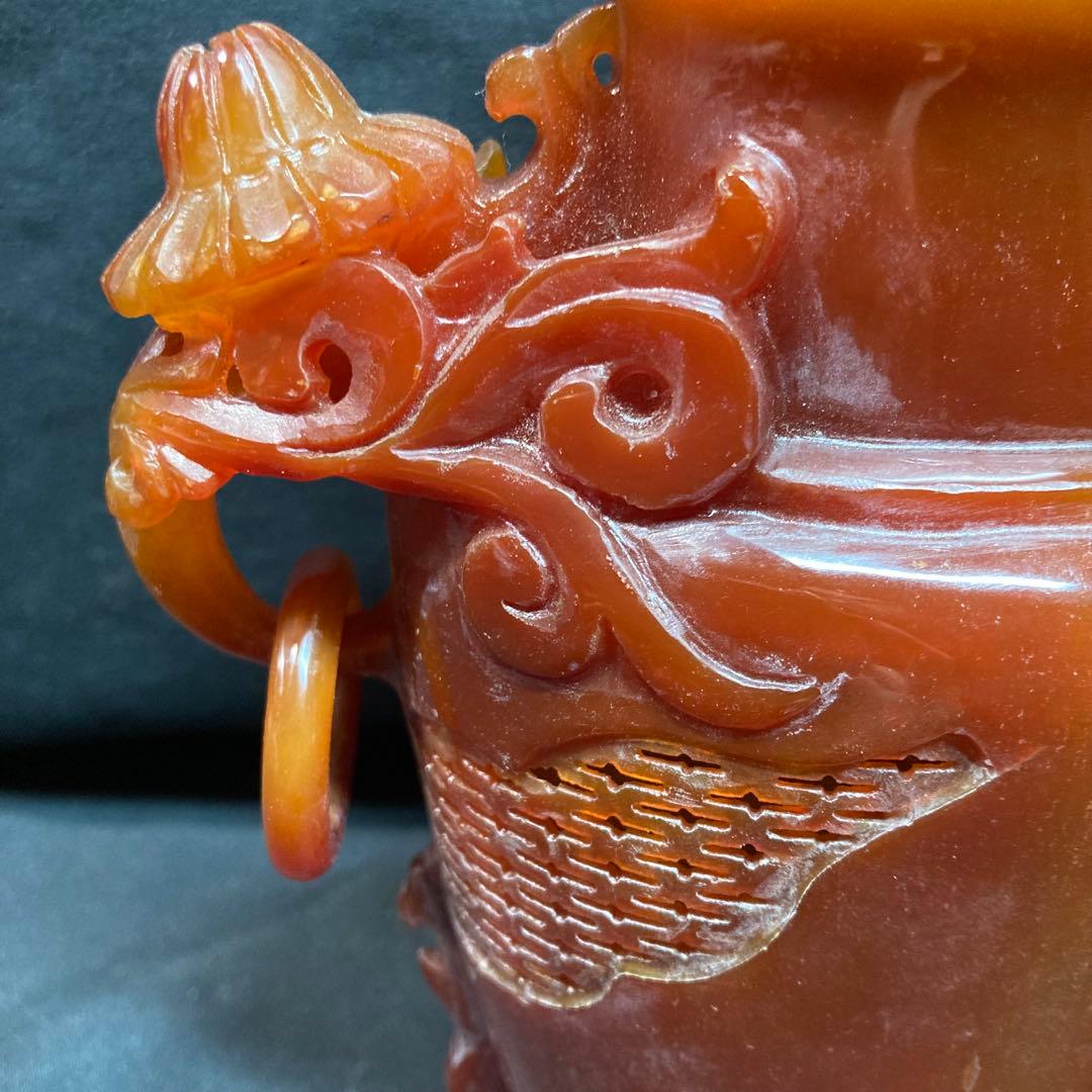 《中国美術》瑪瑙 香炉 透彫 中国古玩