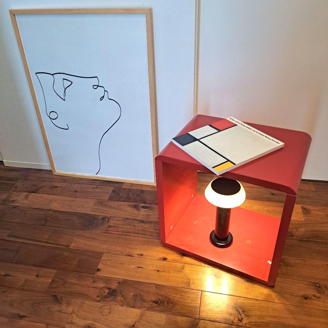 ミッドセンチュリー　スクエアボックス　　赤　モダン　木製