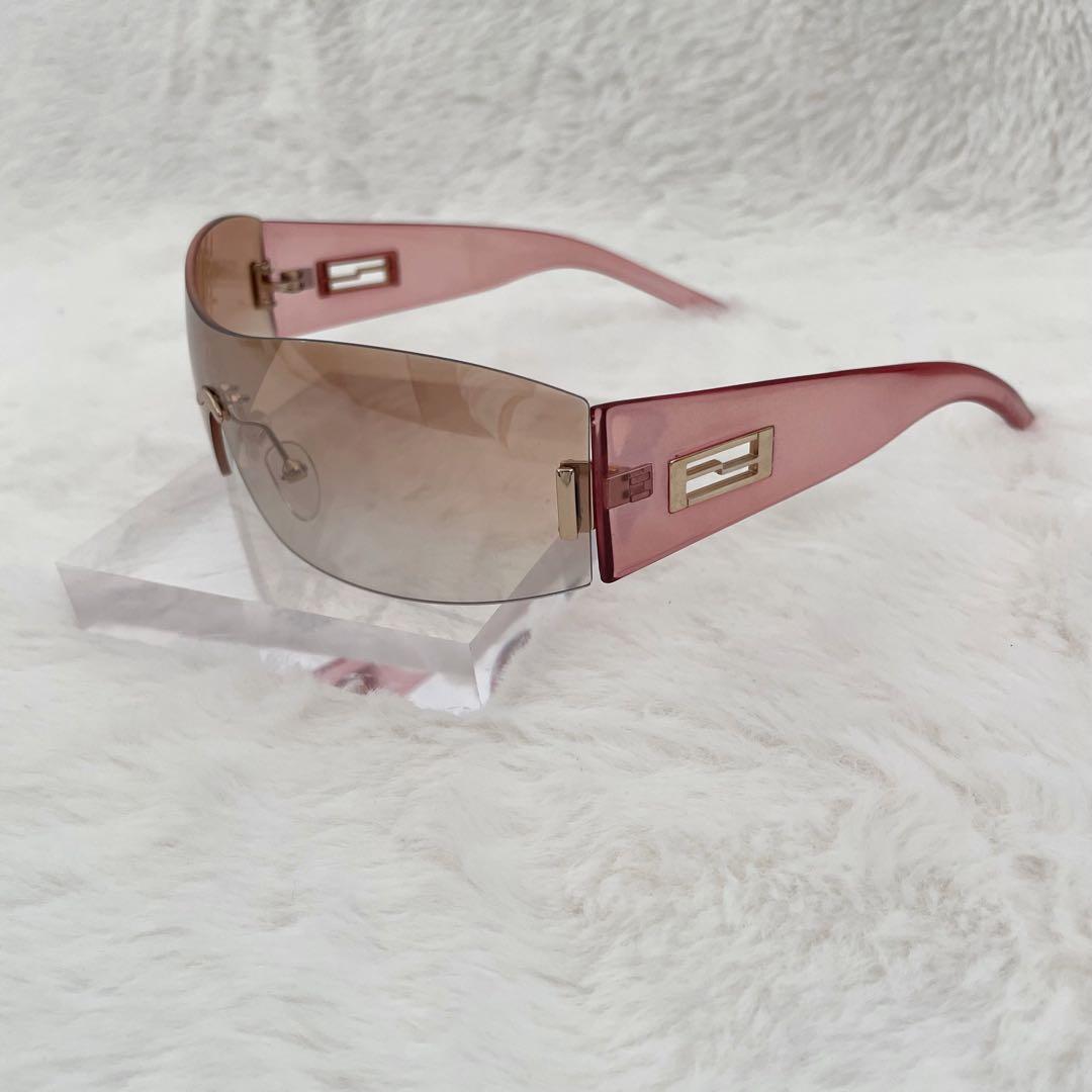 【希少品】FENDI サングラス ピンク ユニセックス ヴィンテージ シールド