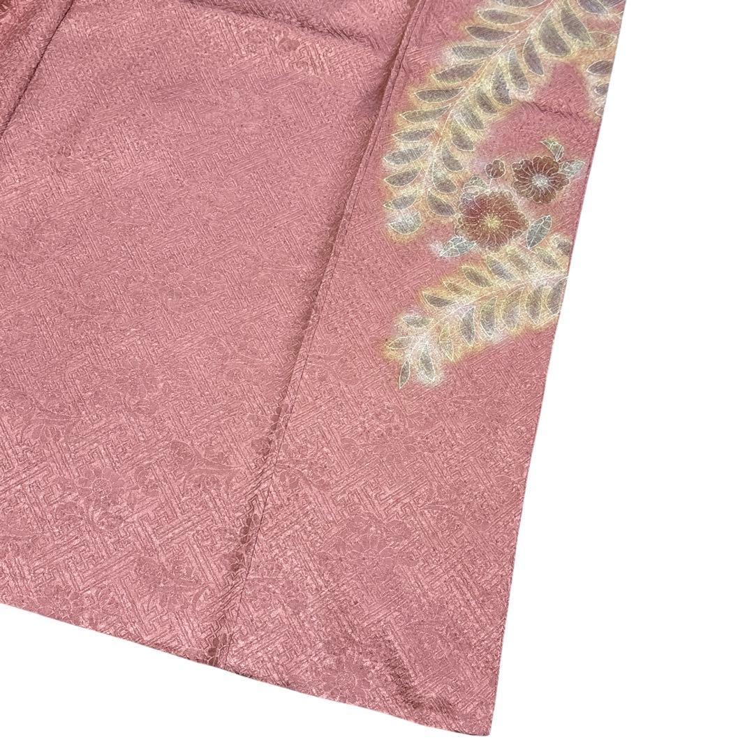 AA8愛華 着物 訪問着　絞り辻け花　曙色 正絹手縫い仕立て　美品