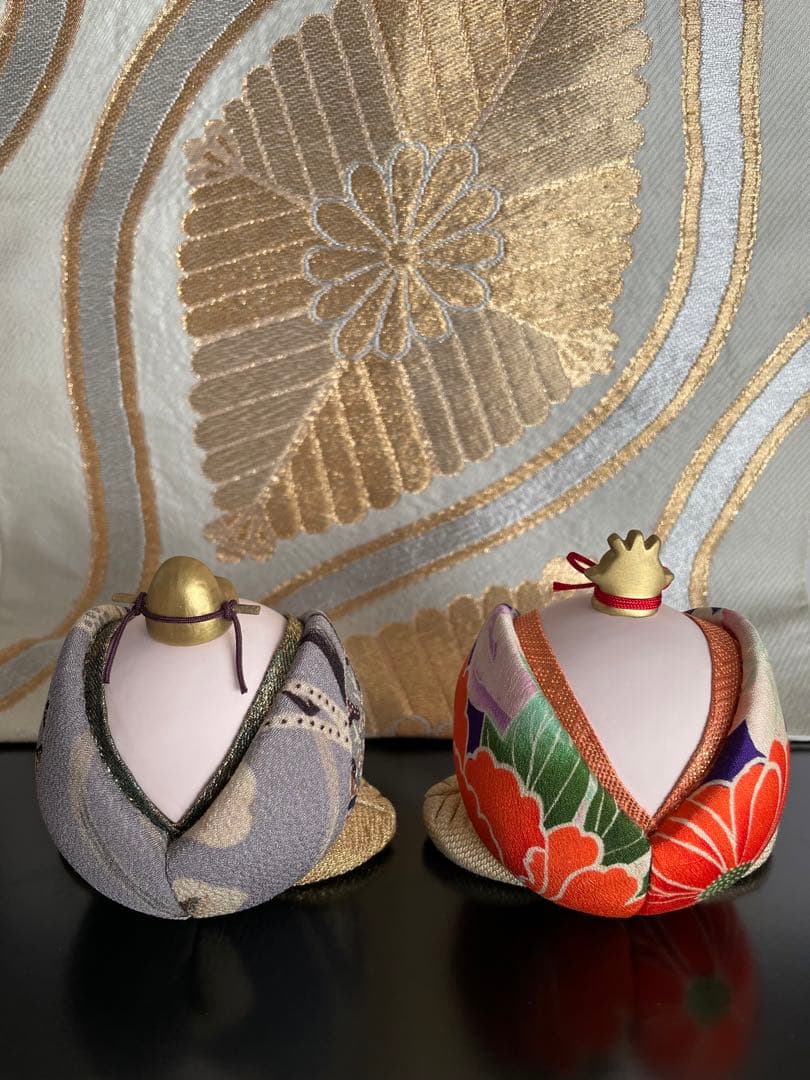 ハンドメイド　木目込み人形　桃の語らいの雛人形