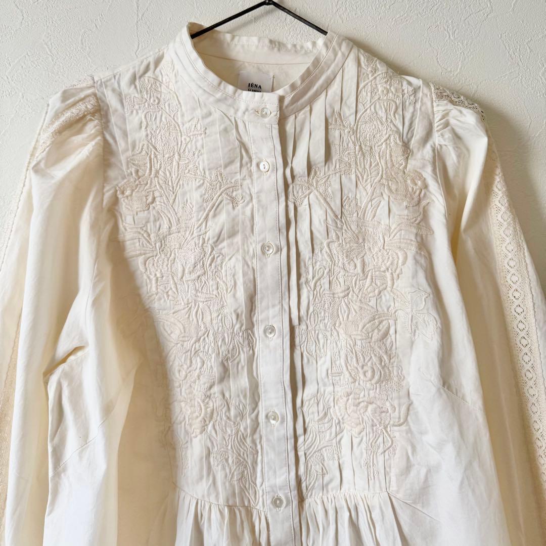 IENA LA BOUCLE 2024AW ピンタックエンブロイダリーブラウス