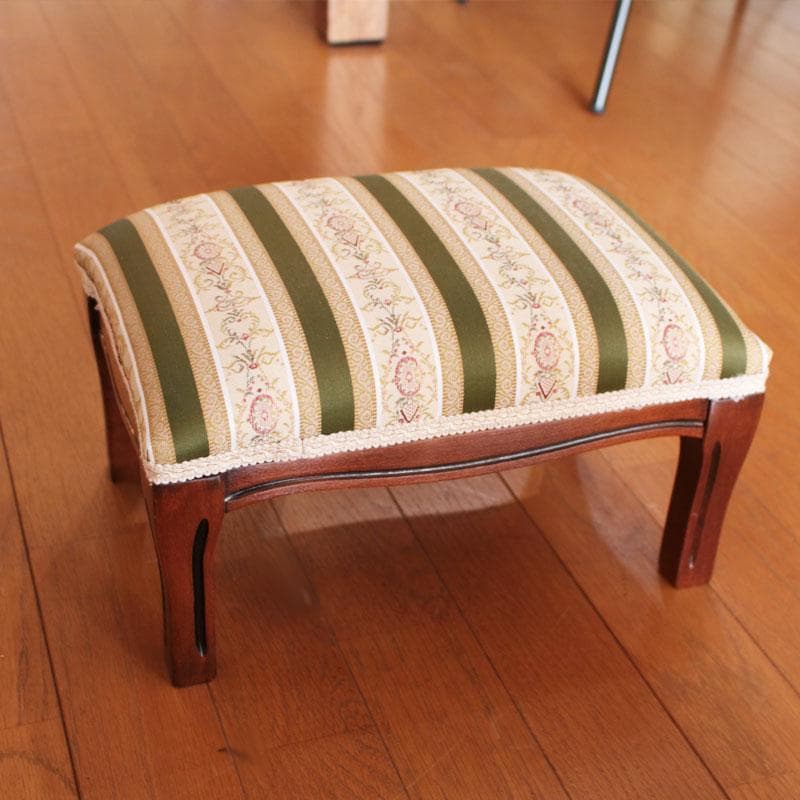 フットスツール グリーンストライプ オットマン 椅子 222-1497-001