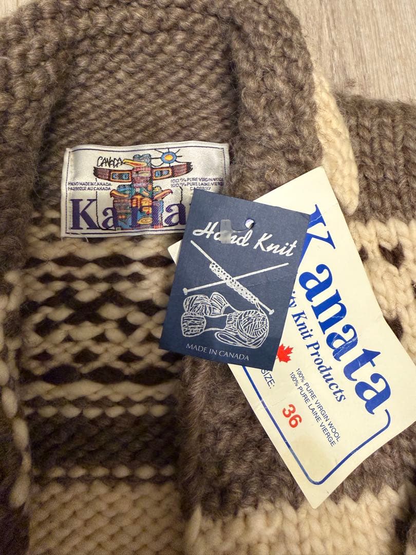 【新品未使用タグ付き】Kanataカウチンニットカナダ製ヴァージンウール100％