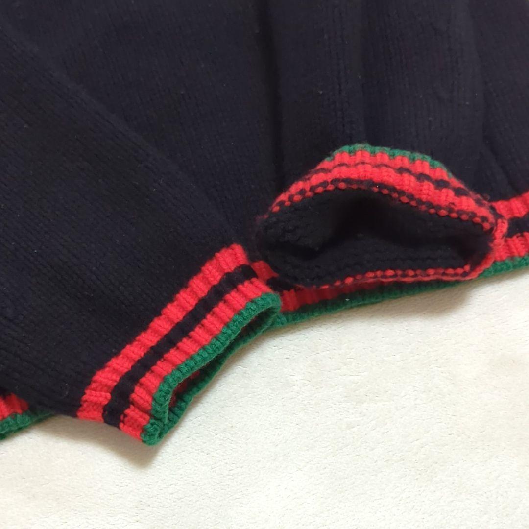 グッチ M シェリーライン ウェブストライプ ケーブルニット ブラック