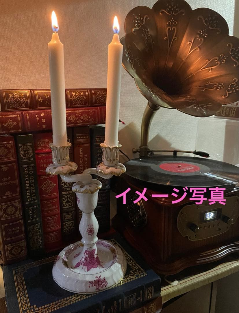 ヘレンドアポニーピンクのキャンドルホルダー