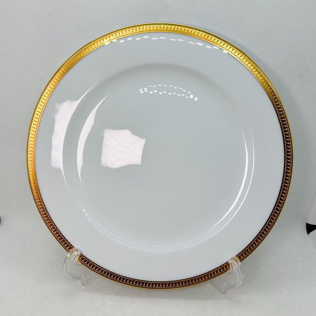 未使用 大倉陶園 片葉金蝕 2枚セット 26㎝ ディナープレート