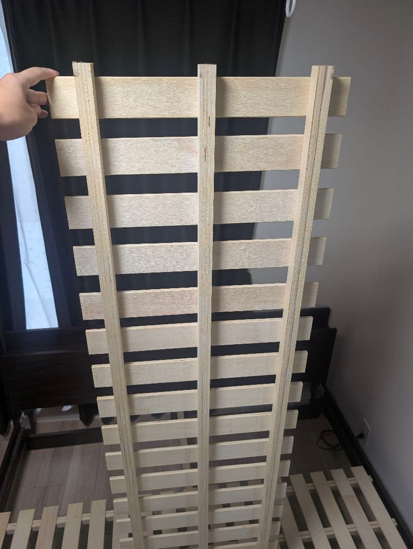 木製クイーンベッドフレーム ダークブラウン