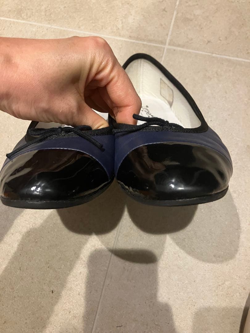 Repetto floraネイビー ブラック フラットシューズ 41