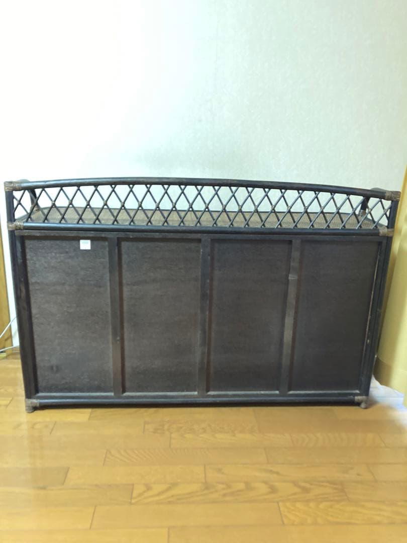 ラタン★籐★ワイドシェルフ　チェスト　アンティーク　ビンテージ