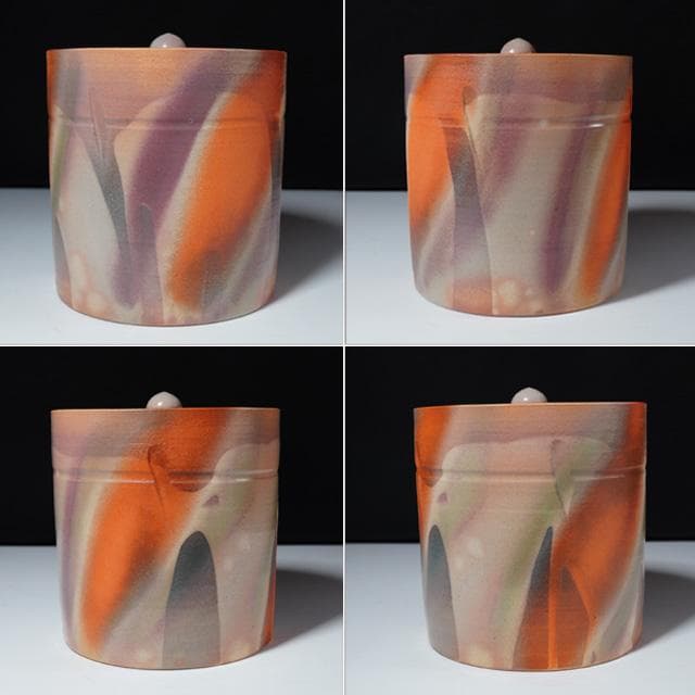 大和努　萩彩色水指　共箱　茶道具