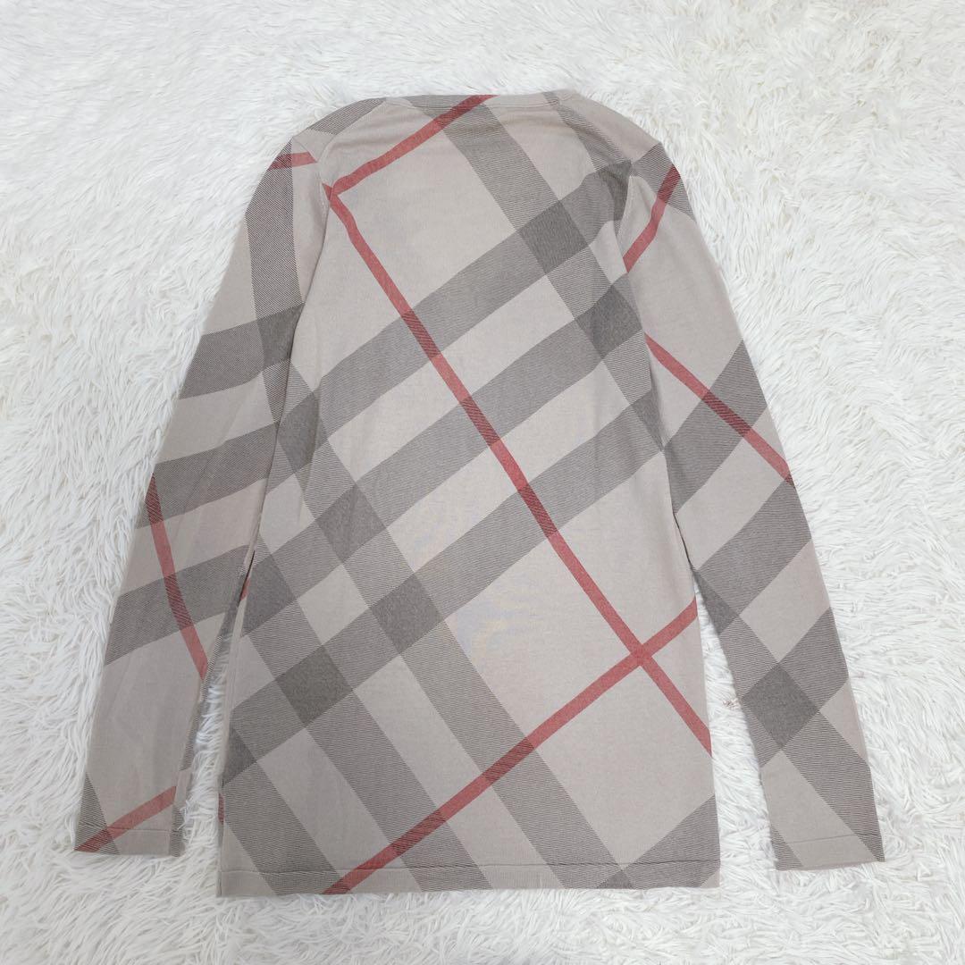 希少 BURBERRY メガノバチェック柄 カーディガン カシミヤ混 ベージュ