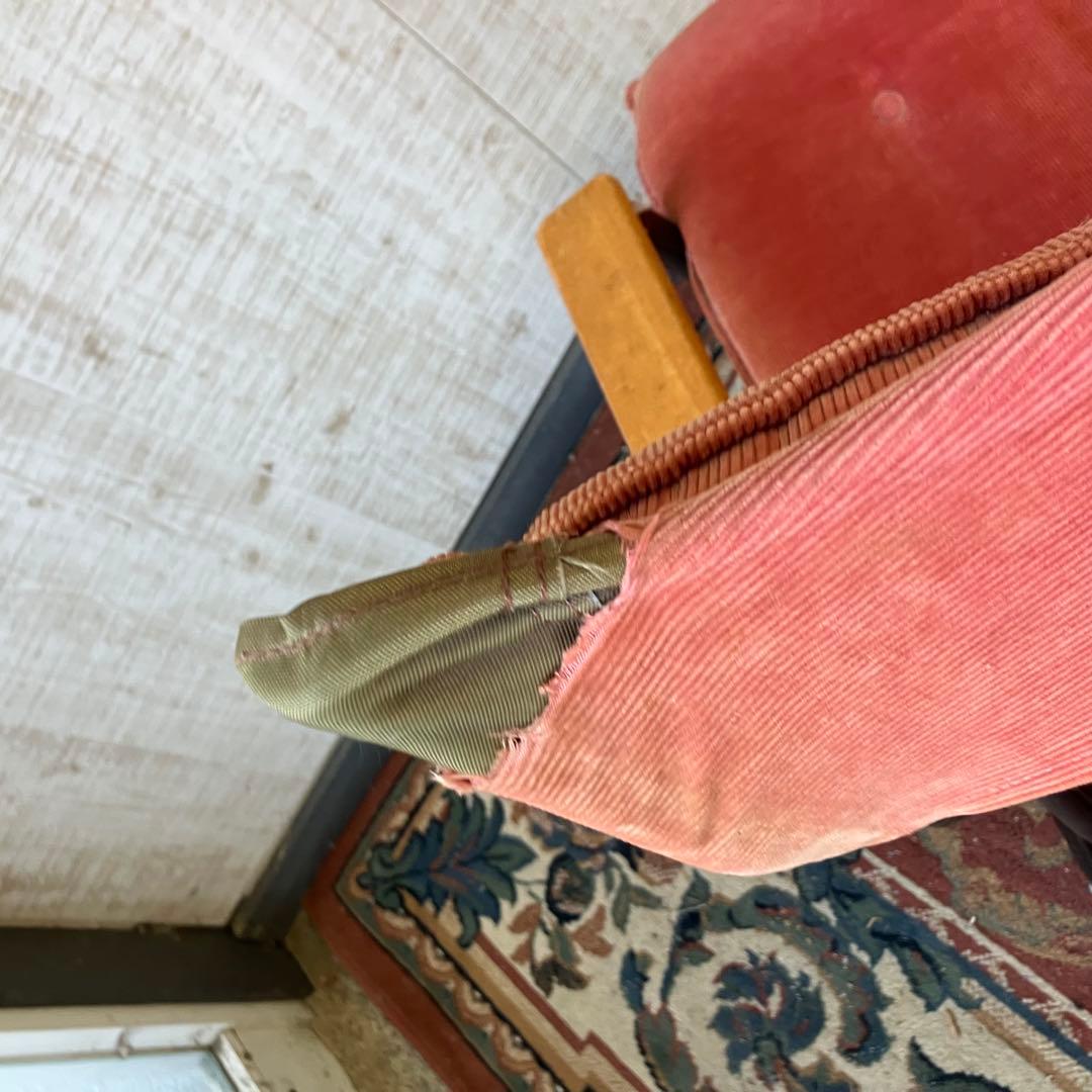 北欧レトロ フクキン ベロアリクライニングチェア アームチェア オットマン付き