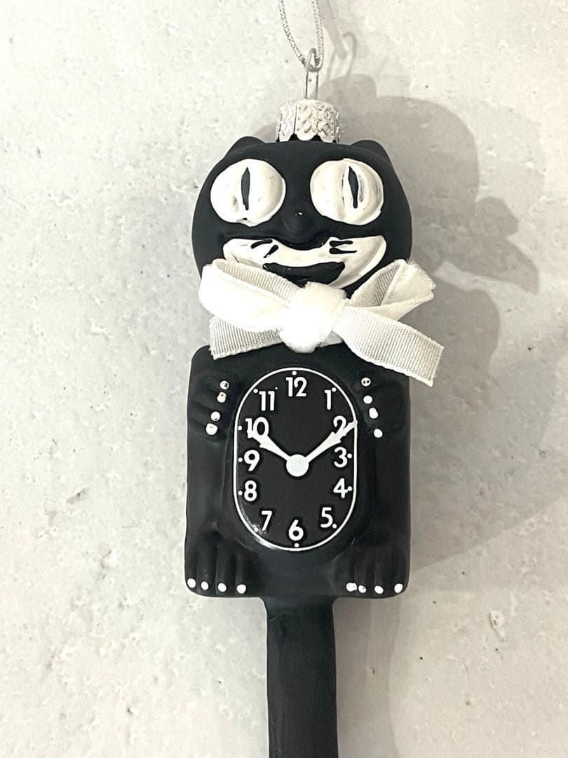 ガラスオーナメント　レトロキャットクロック　アスティエ・ド・ヴィラット