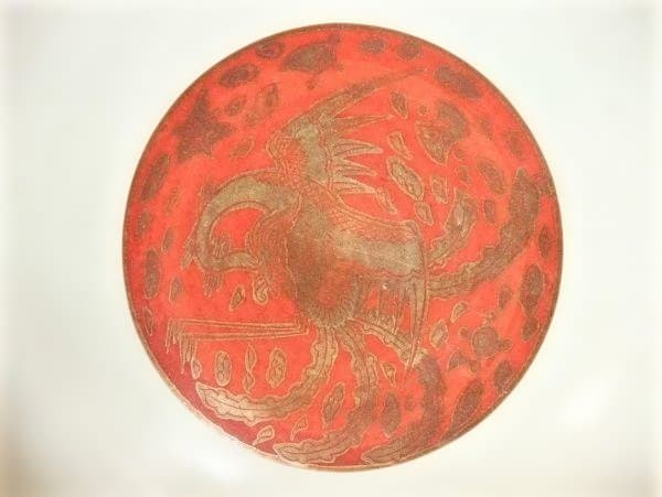 古い 永楽 染付 赤絵 のぞき 唐草文 鳳凰 茶道具 杉保管箱