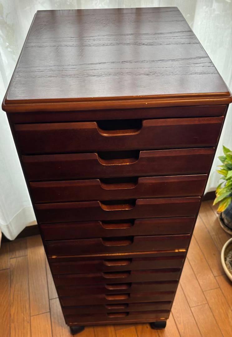 木製 12段 書類 チェスト キャビネット ラック 棚 シェルフ キャスター