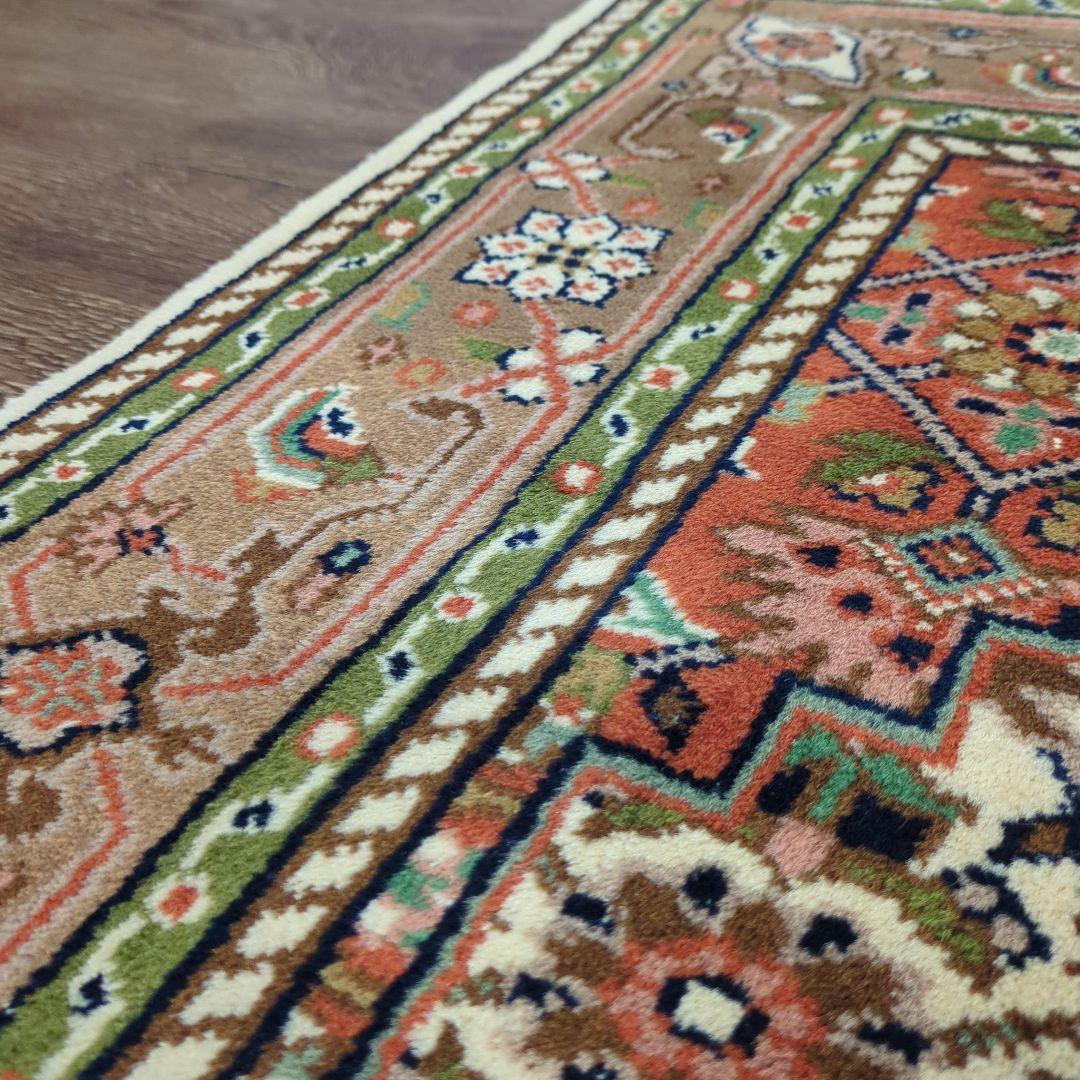 ヴィンテージラグ　インド　手織り絨毯　ハンドメイド　ウール　コットン