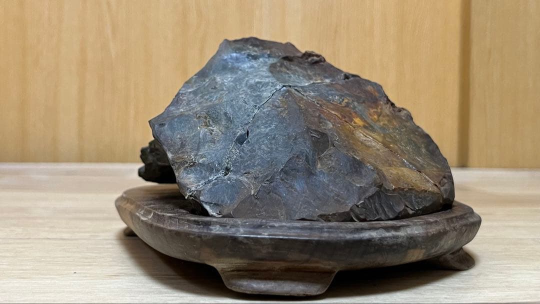 天然石 水石 陶器台座付き 約30cm