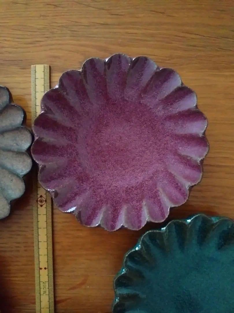 小澤基晴さん　輪花皿　3寸・４寸　各5色セット　（mn）