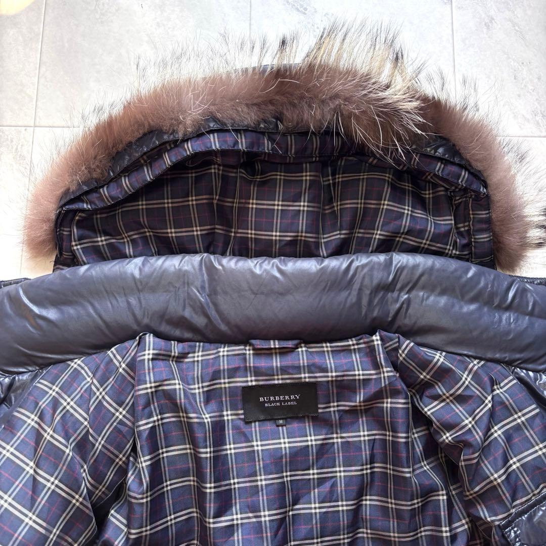 【美品】バーバリーブラックレーベル グースダウンジャケット シルバーフォックス