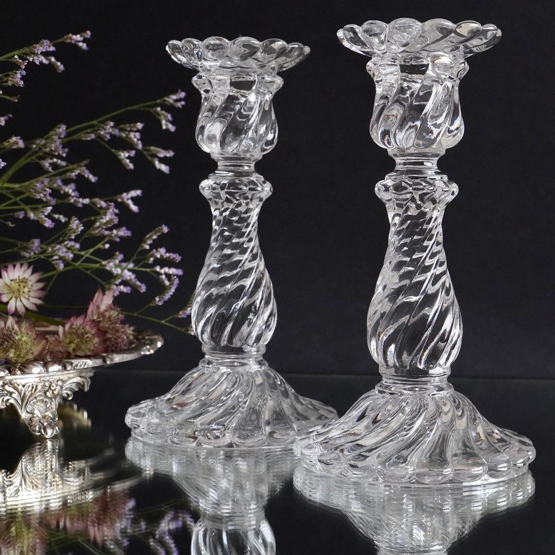 1890年オールドバカラBACCARATバンブー★キャンドルホルダー燭台ペア希少