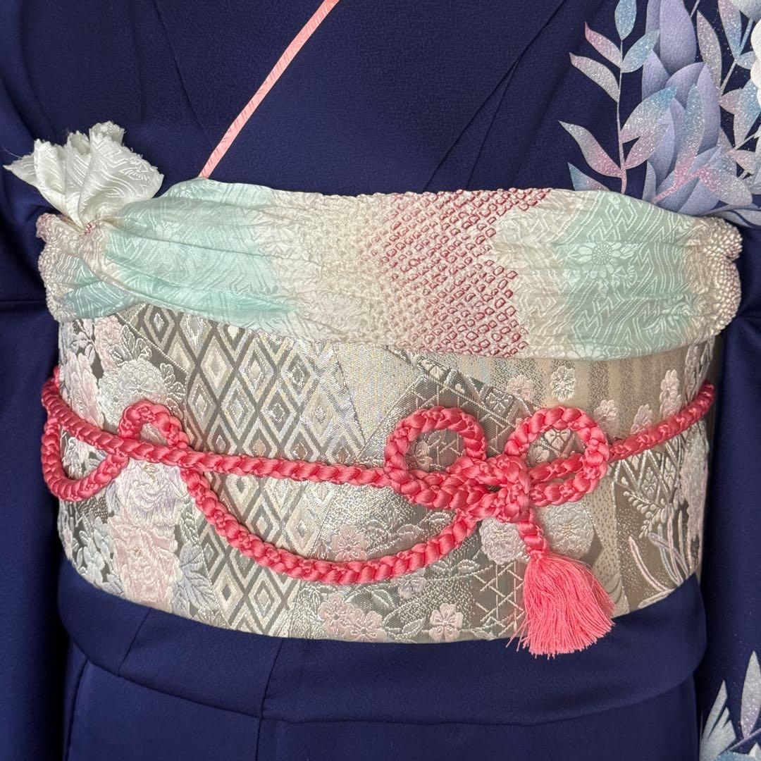 振袖フルセット　トールサイズ　正絹長襦袢つき　紺色　成人式　159〜169