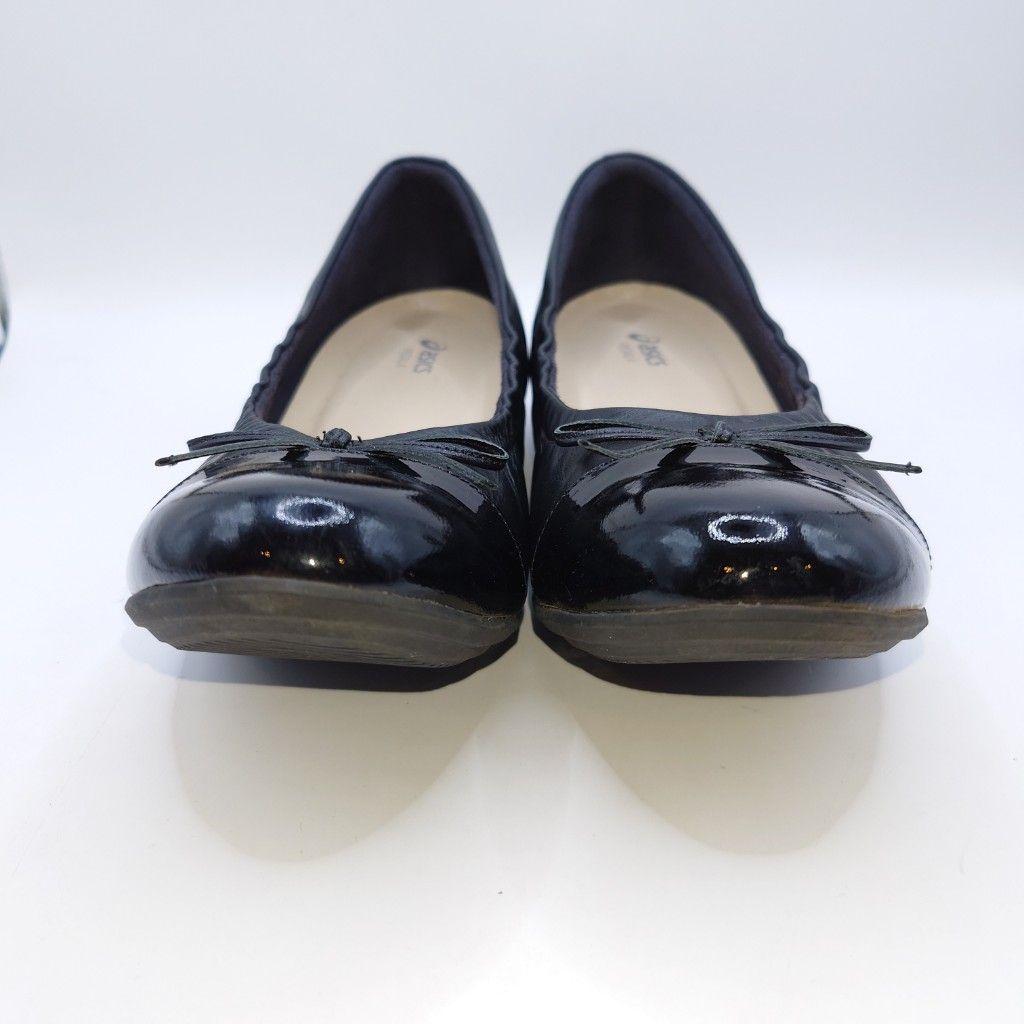 美品 ASICS pedala パンプス 24.5 EE 黒 バレエシューズ