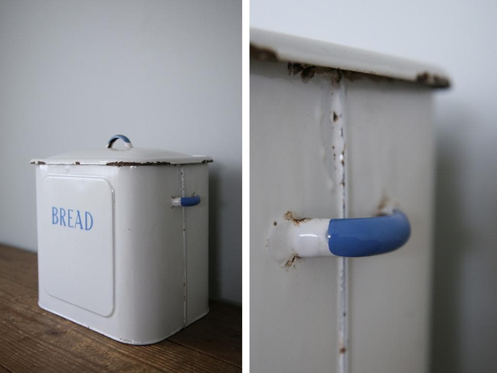 英国アンティーク琺瑯製ブレッド缶/ホーローキャニスター/米びつ(83-242)