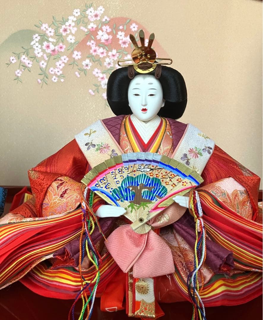 御京雛③平安春峰作　雛人形　三段飾り　お雛様　京都西陣織り　ひな人形3段　桜刺繍