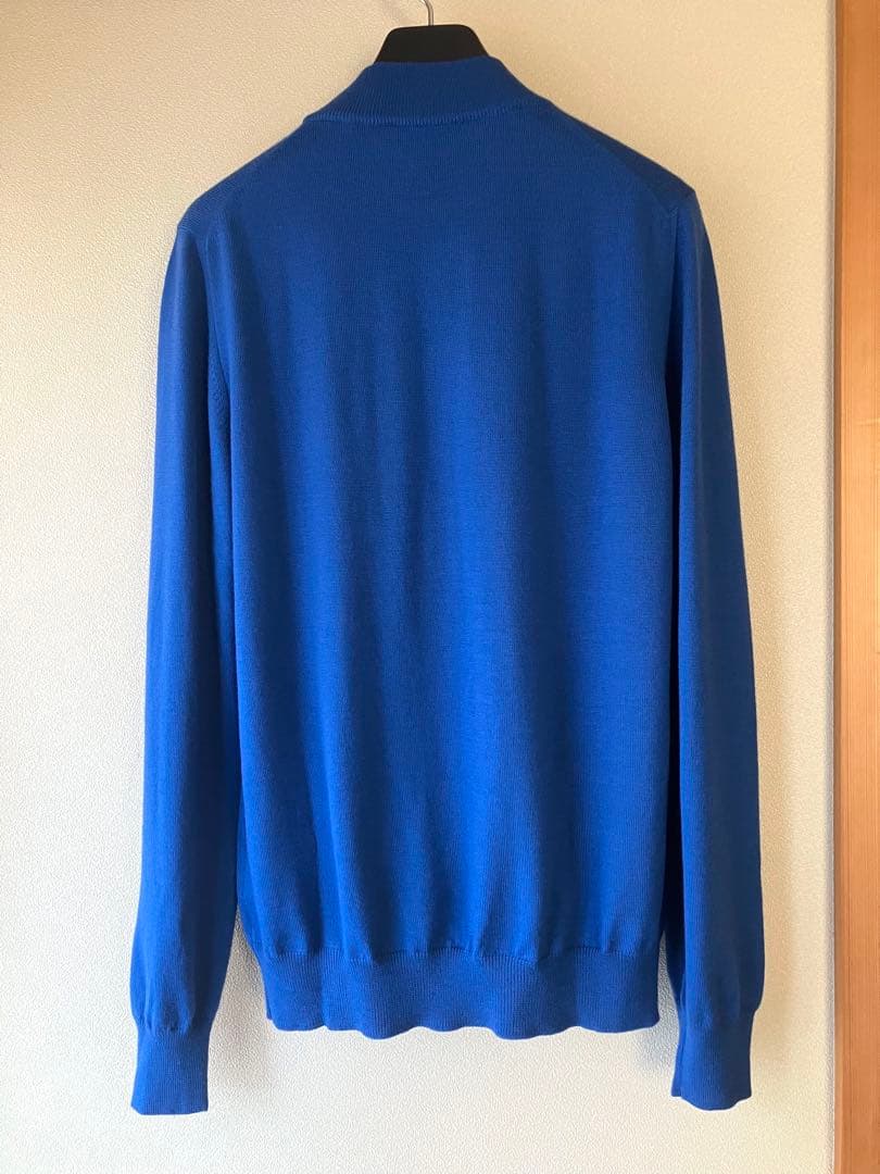 GRAN SASSO 12Gウールソリッドモックネックニット ブルー 48