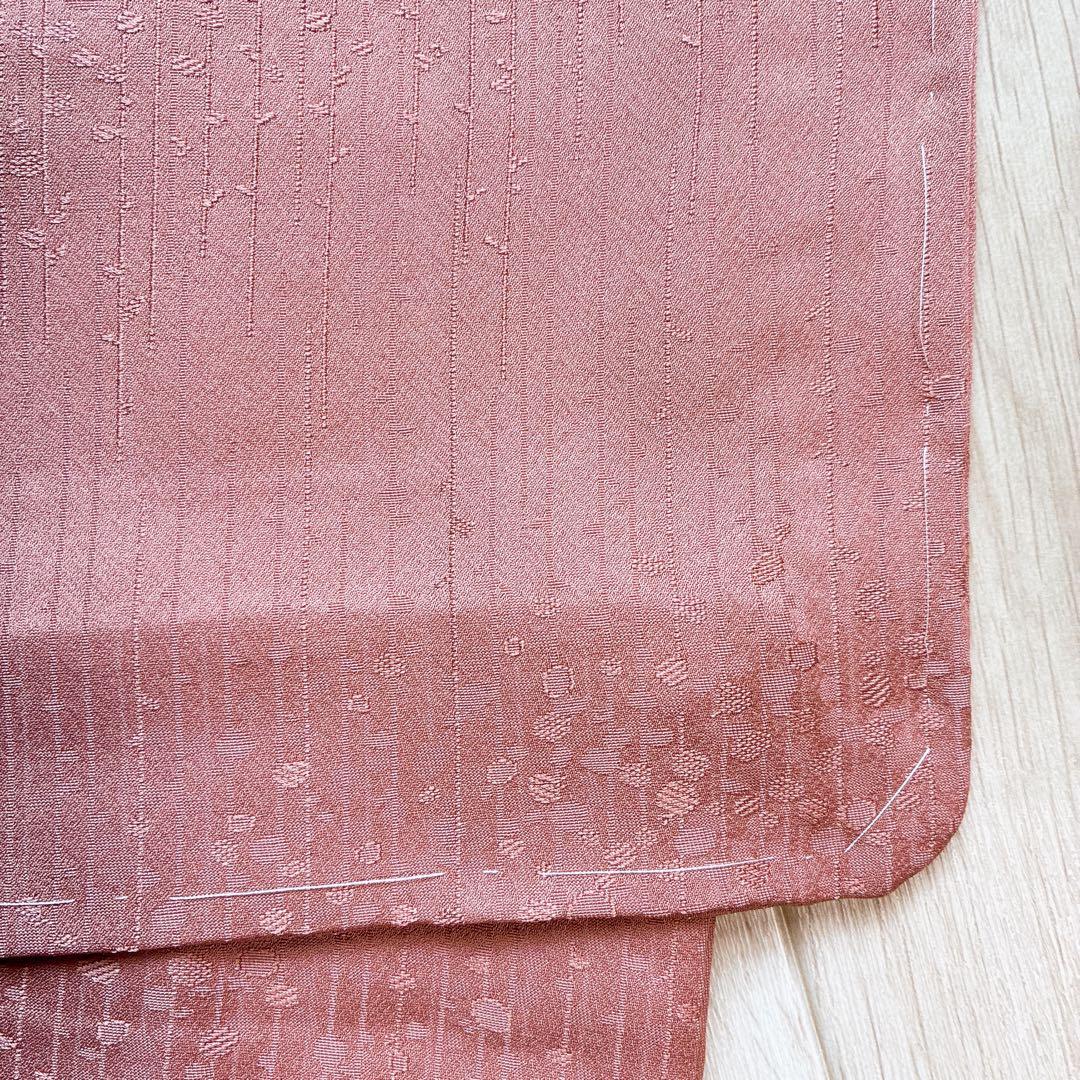 単衣　色無地フルセット　着物　正絹　しつけ糸付き　枝葉地紋　G15