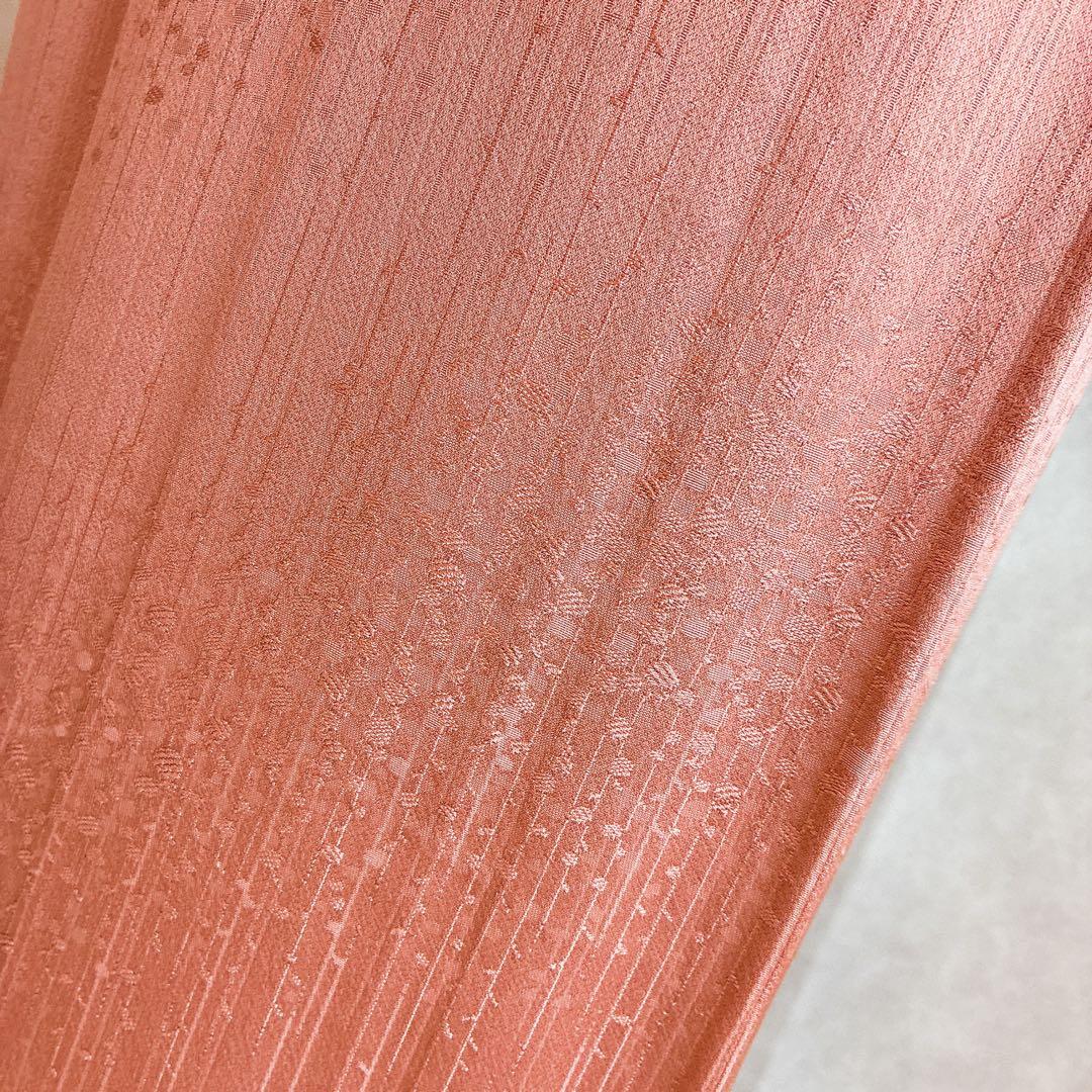 単衣　色無地フルセット　着物　正絹　しつけ糸付き　枝葉地紋　G15