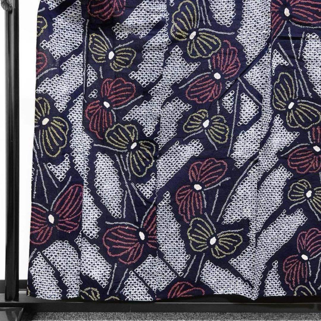 浴衣　有松鳴海絞り　蝶　流線　着物　055w