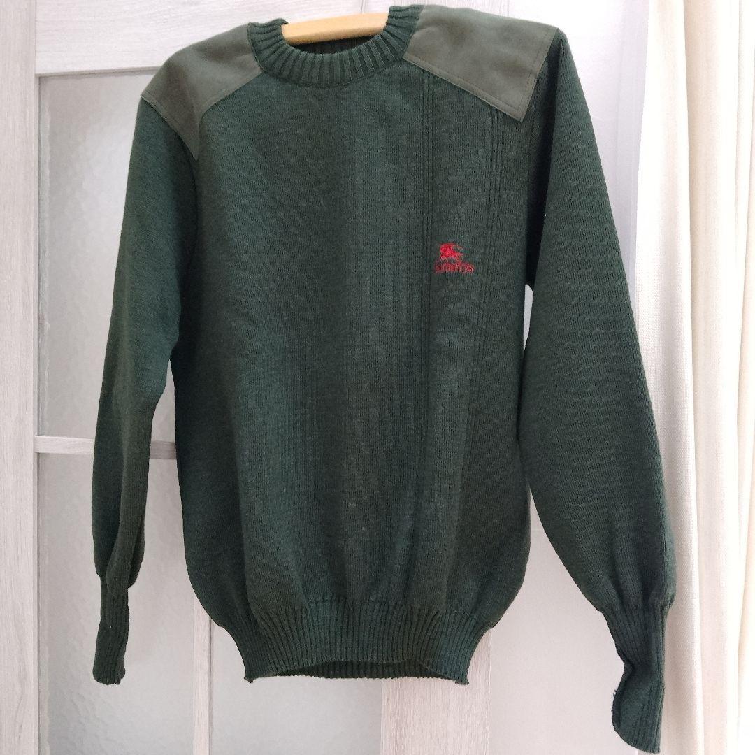 【未使用品】ダークグリーン エルボーパッチ セーター　BURBERRY