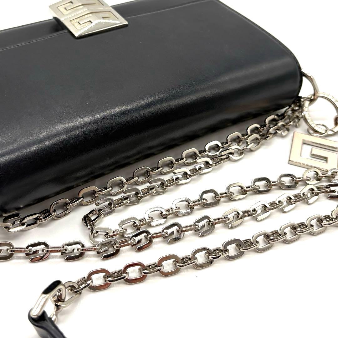 ジバンシィ レザー チェーンショルダーバッグ ブラック シルバー金具 正規品