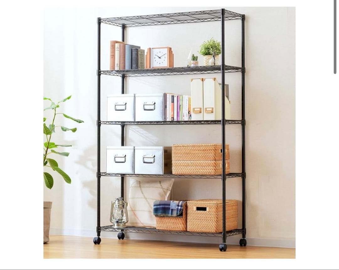 ドウシシャ ルミナス ノワール ラック 5段 幅110 奥行40 キャスター付き