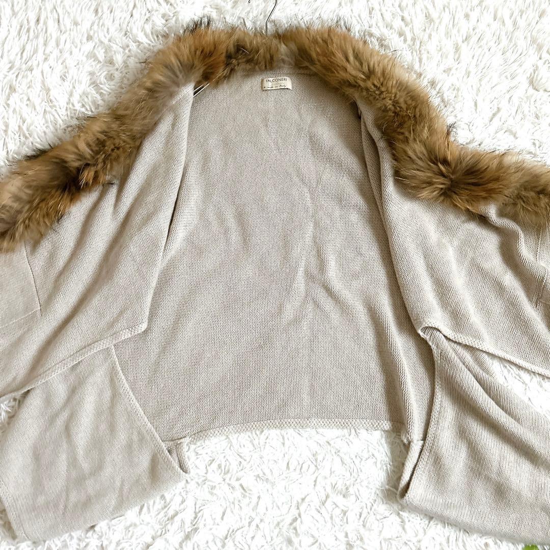 美品⁂ファルコネーリ⁂ニットポンチョ　ケープ　カシミヤ100% ラクーンファー