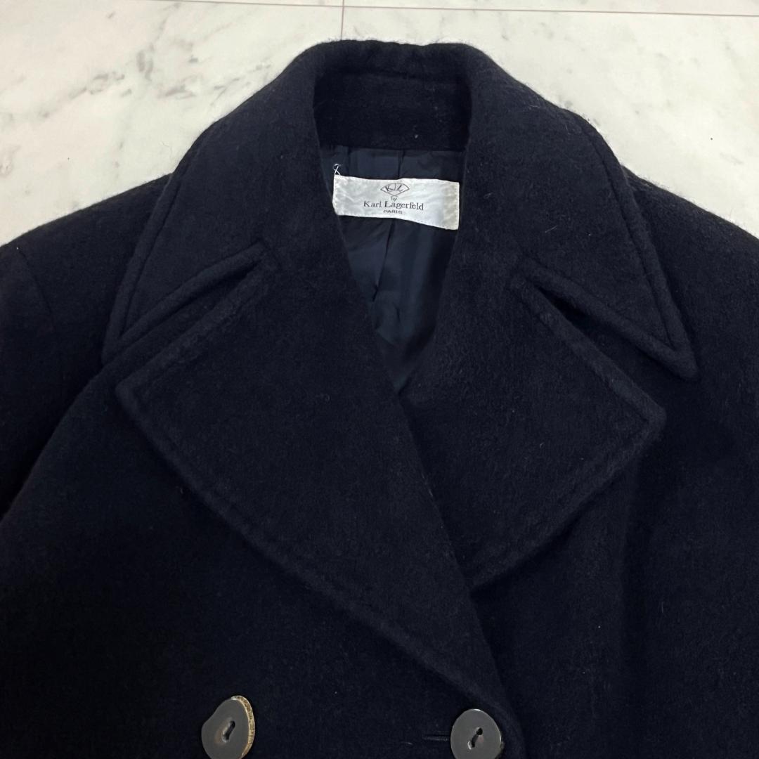 カールラガーフェルド F ウール ピーコート オーバーサイズ ブラック