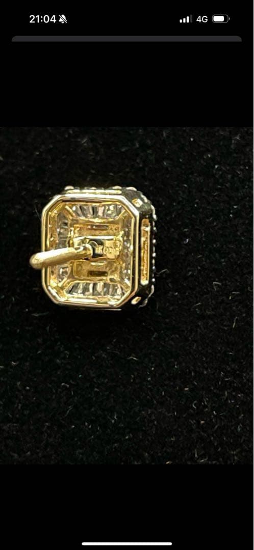 VS クラス 天然ダイヤモンド 10Kクラスター バゲット スタッドピアス