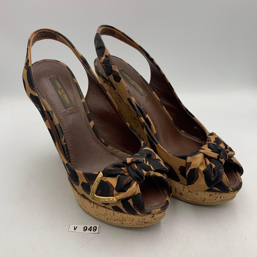 V949B ルイ ヴィトン サンダル 37 約23.5cm レオパード