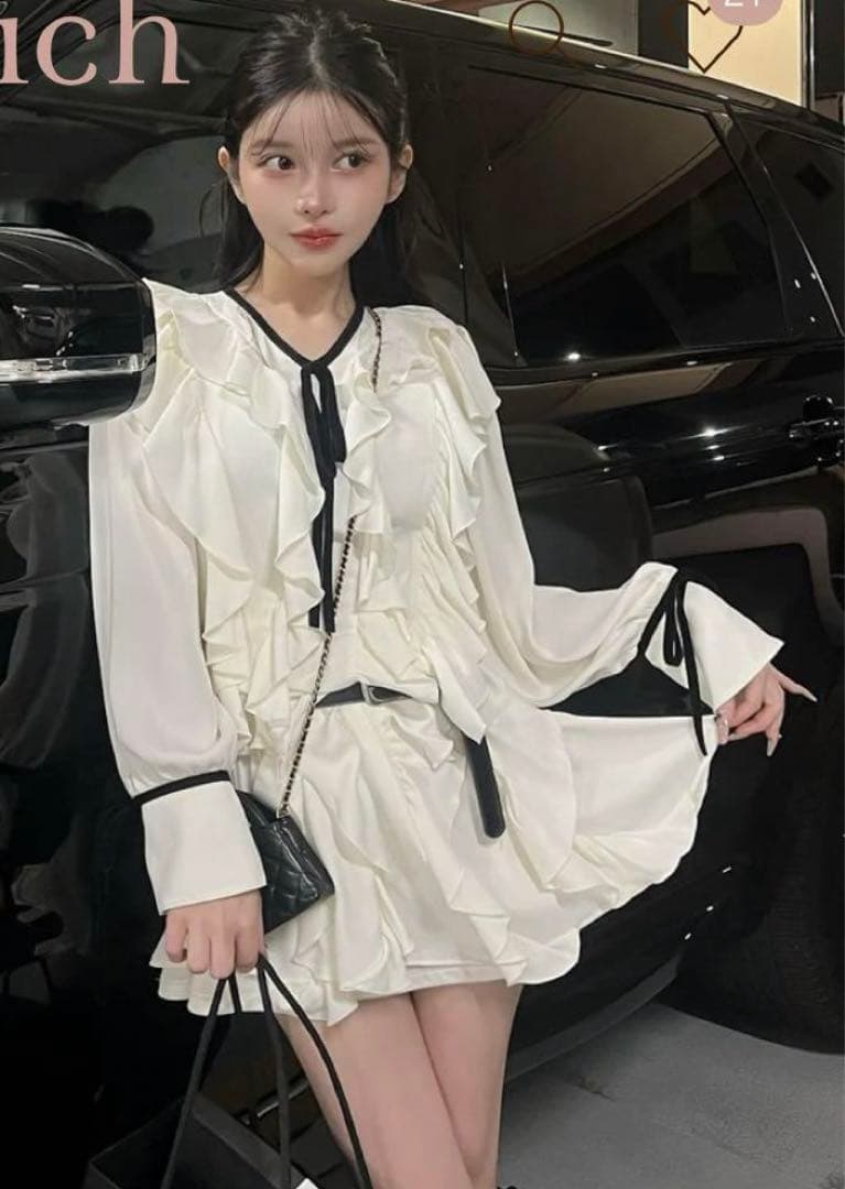 【タイムセール】Darich ダーリッチ　ダブルフリルミニワンピース