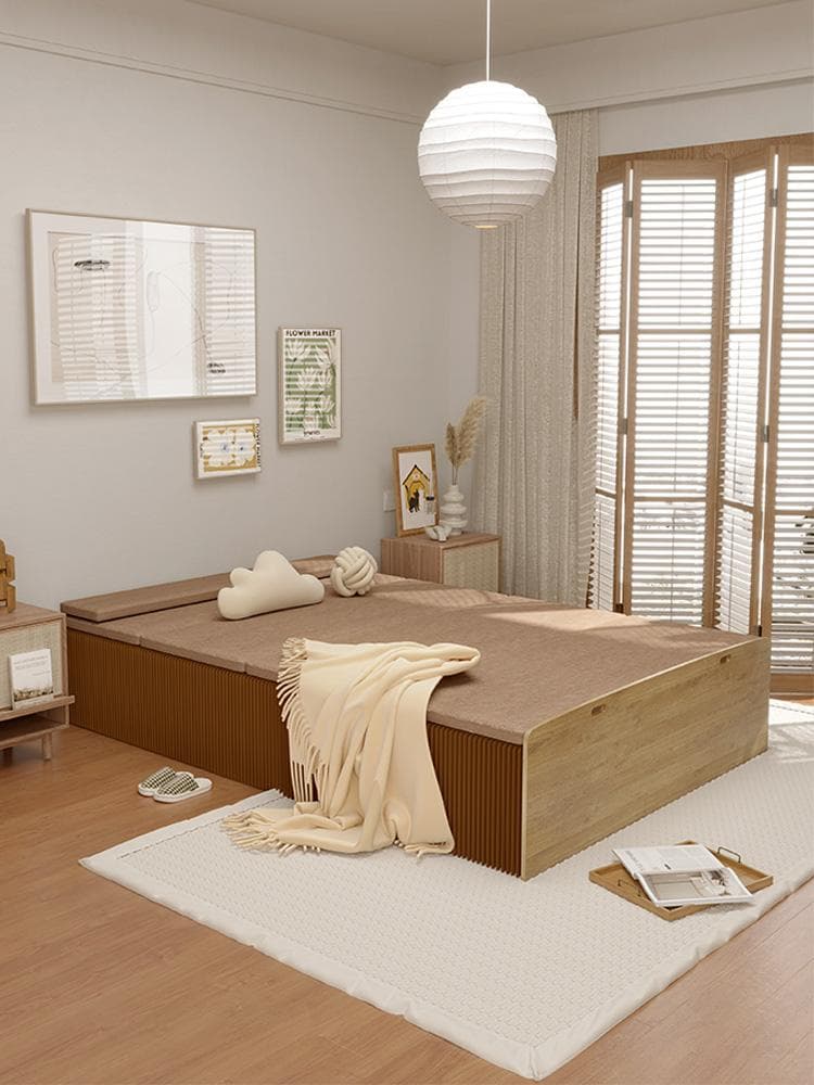 ペーパー折りたたみベッド幅100㎝高さ16㎝組立不要マットレス付き 一人暮らし