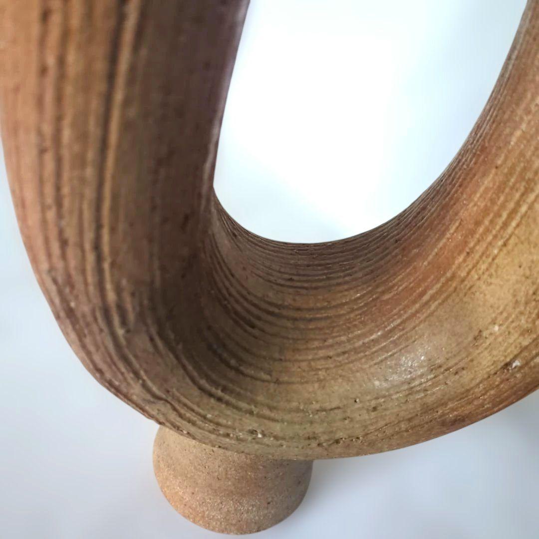 U字型陶器花瓶 ストライプ模様