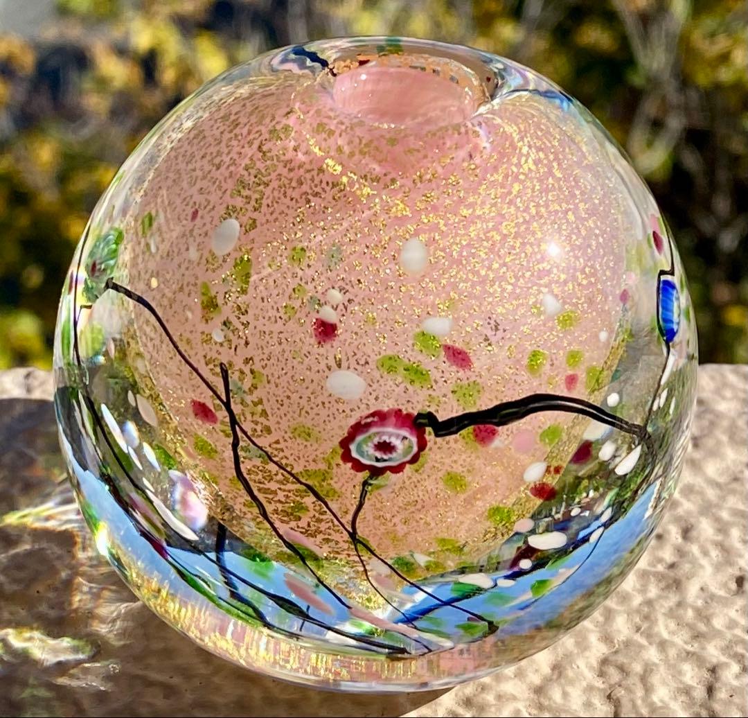 ガラス作家＊黒木国昭　ガラスアート光琳　花器　花瓶　置物　ペーパーウェイト　文鎮