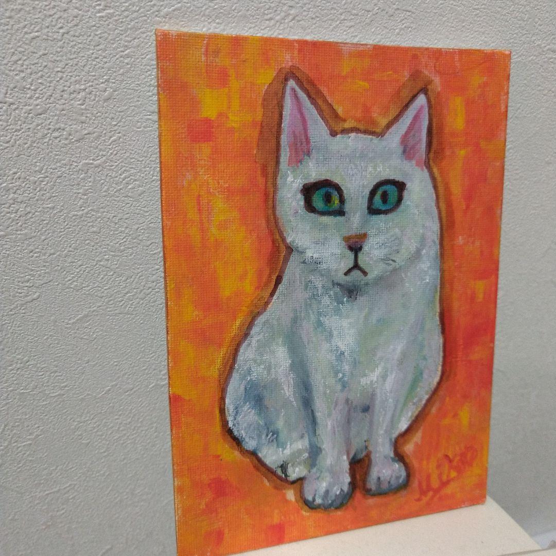 白猫の油絵 サイン入り