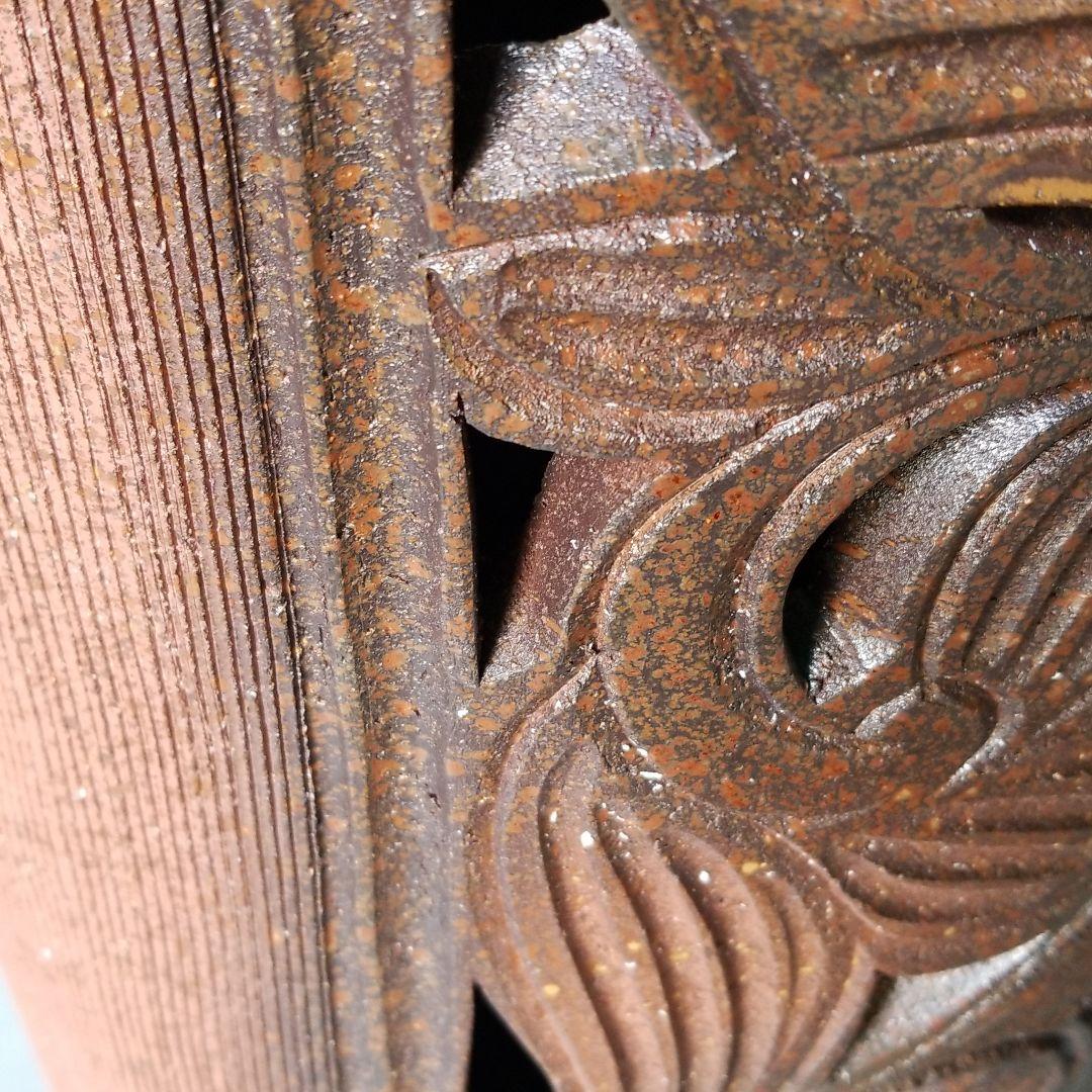 信楽焼傘立て  小判型前面彫 高さ５０cm