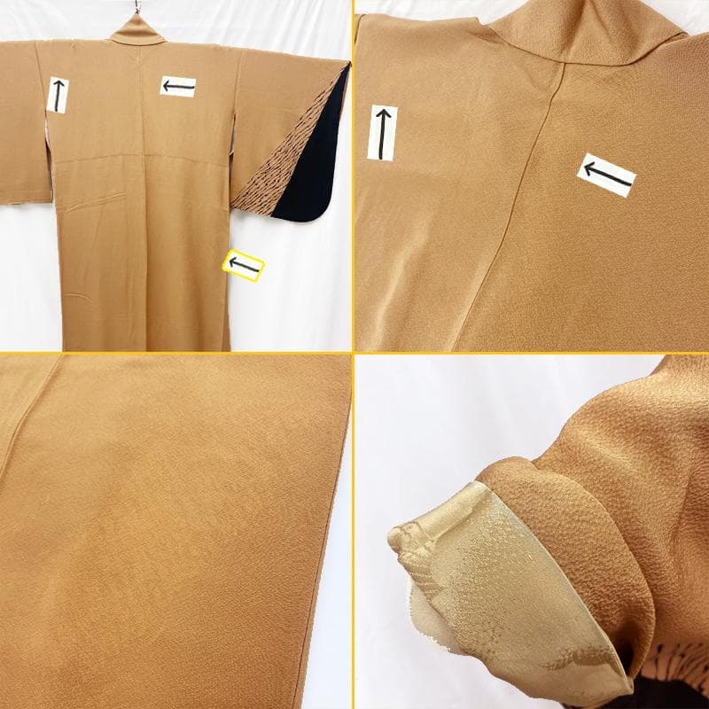 509mh2●紫籐尚世 脈 訪問着 キャメル色 布合わせ 襦袢袖付●状態良好