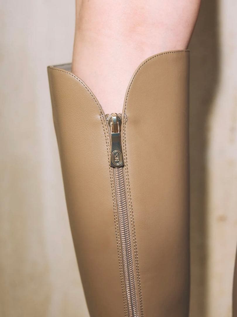 polaura ロゴジップスクエアトゥロングブーツ M 24㎝