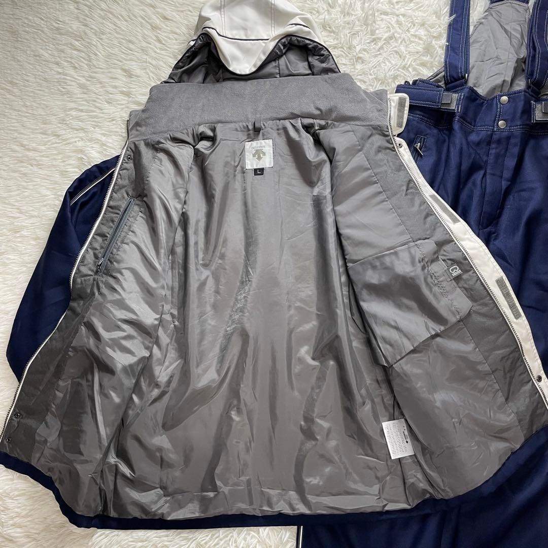 デサント スキーウェア セット 上下 メンズ L グレー 紺 ネイビー スノボ