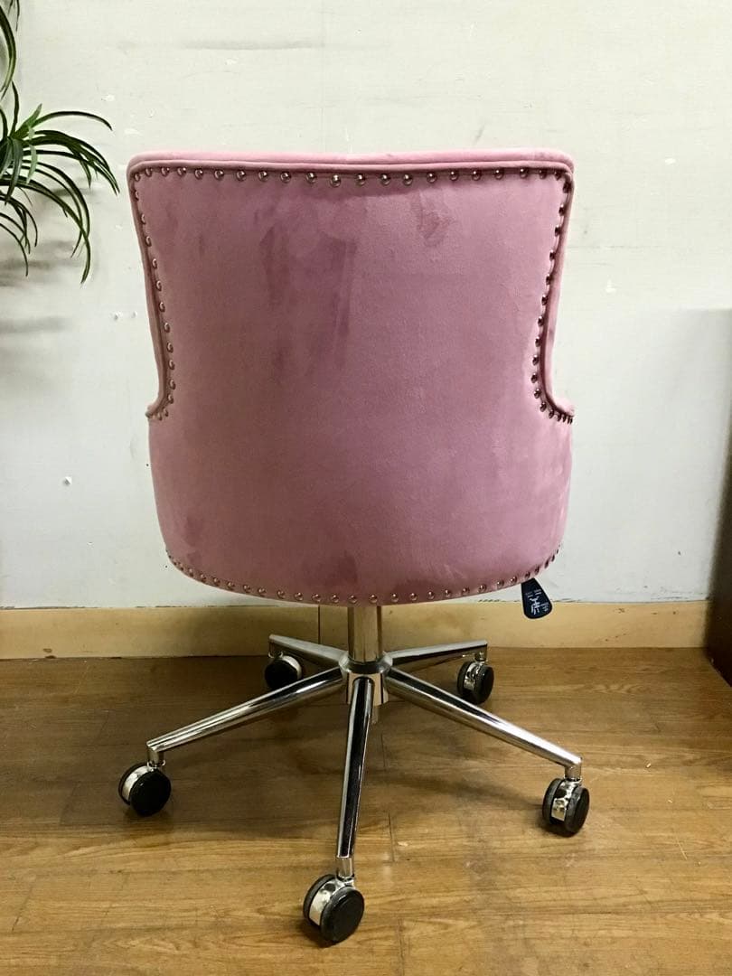 管249☆デスクチェア☆ベルベット☆オフィス回転チェア☆ 昇降チェア☆クロム脚